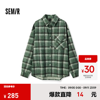 森马（Semir）森柔牛仔|长袖衬衫男2024冬绒感牛仔外套宽松 灰绿色调00324 185/100A/XXL