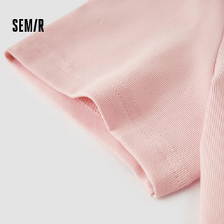 森马（Semir）短袖T恤女短款温柔修身2024夏季兔子衣服甜美 粉红60001 165/88A/L