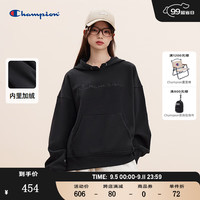 Champion连帽卫衣女2024秋季刺绣logo加绒上衣校园风潮牌 黑色 XL