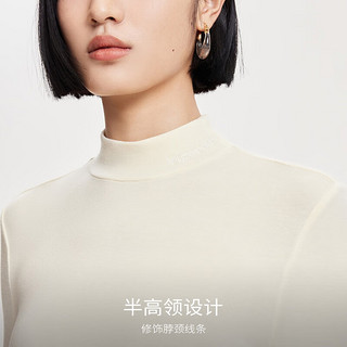 VEROMODAT恤女2024早秋柔软顺滑修身半高领打底衫简约休闲百搭 甘蓝白色 165/84A/M