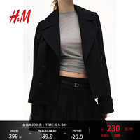 H&M2024秋季女装时尚休闲短风衣1250175 黑色 170/116 XL
