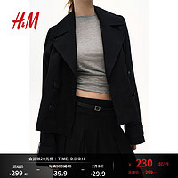 H&M2024秋季女装时尚休闲短风衣1250175 黑色 170/116 XL