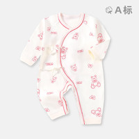 婧麒(JOYNCLEON)婴儿衣服新生儿连体衣纯棉满月宝宝内衣打底春秋款宝宝哈衣爬服 米底满印花泰迪熊 66cm