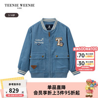Teenie Weenie Kids小熊童装24秋季新款男童休闲时尚刺绣拉链棉服 蓝色 1