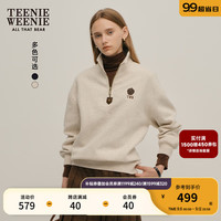 Teenie Weenie小熊秋季新款拉链半开襟加绒卫衣落肩休闲时髦上衣女