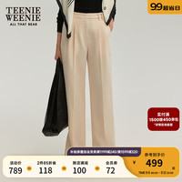 Teenie Weenie小熊2024年秋季垂坠顺滑微阔西裤长裤休闲裤女裤 象牙白 165/M