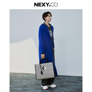 奈蔻【美利奴细羊毛】NEXY.CO/2024年冬季双面呢青色大衣外套 深群青色 S