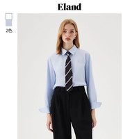 ELAND衣恋衬衫女翻领系扣宽松衬衣配条纹领带2024秋季 浅蓝色(51)L/Blue L/170