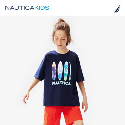 NAUTICA 男童女童短袖凉感T恤海洋帆船 藏青