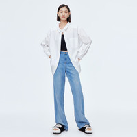 【同款】丽雪LEISURE極简ROW风长绒棉慵懒随性弧摆白色衬衫