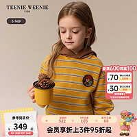 Teenie Weenie Kids小熊童装24秋冬男女童撞色条纹加绒连帽卫衣 黄色 140cm