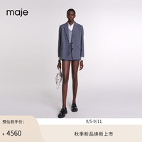 Maje2024秋季新款女装时尚灰色通勤条纹直筒西装外套MFPVE00578 灰色 T