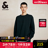 杰克·琼斯（JACK&JONES）男装衣服秋冬基础百搭圆领宽松多色加绒卫衣男款保暖套头衫 黑色E40 常规 黑色E40 180/100A/L