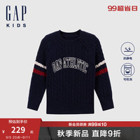 Gap【大小童同款】男童2024秋季纯棉绞花毛衣儿童装643110 海军蓝 110cm(4-5岁) 亚洲尺码