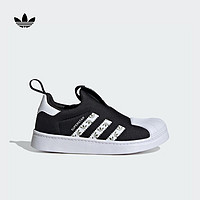 adidas SUPERSTAR 360一脚蹬贝壳头运动板鞋男小童阿迪达斯三叶草 一号黑/白/岩层橄榄绿 32码