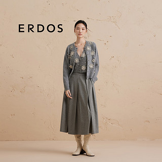 ERDOS 24秋冬伞裙纯色职场通勤风A字裙中长款女半身裙 海鸥灰 170/72A/L