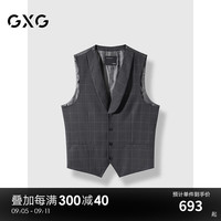 GXG男装 灰格纹基础设计通勤套西马甲男士24年秋季G24XF93004 灰格 185/XXL
