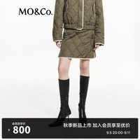 MO&Co.2024秋新品菱格撞色边A字夹棉半身裙短裙MBD3SKTT16