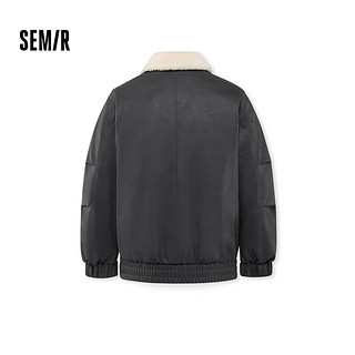 森马（Semir）羽绒服男2024冬季复古仿皮衣薄款短夹克撞色拼接外套毛领 灰色调（灰鸭绒）00422 165/84A/S