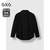 GXG男装 双色肌理感翻领长袖衬衫24年冬季G24X034048 黑色 190/XXXL