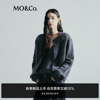 MO&Co.NOIR系列2024秋手工钉钻雾面细绒针织开衫MBD3CAR032 深花灰色 L/170