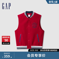 Gap男女装2024初秋贴布绣logo无袖棒球服外套活力背心639071 红色 165/88A(S) 亚洲尺码