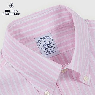 布克兄弟（BrooksBrothers）男士24早秋清爽条纹扣结领休闲衬衫 B650-粉色 S