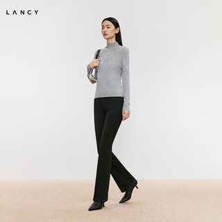 朗姿/LANCY2024冬新款羊毛修身薄款半高领针织衫优雅显瘦打底衫女