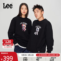李 Lee24早秋舒适版圆领AI动物机器赛博感印花男女同款长袖卫衣 黑色-白图案 尺码偏大拍小一码 M