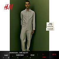 H&M2024秋季男士标准版型灯芯绒衬衫1227956 白色 180/116