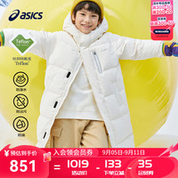 asics亚瑟士童装2024年冬季羽绒服长款保暖特氟龙三防外套厚 106米白色 130cm