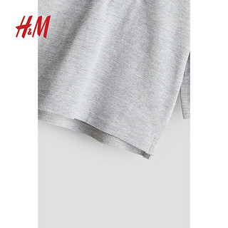 H&M2024秋季童装男婴女婴珠地布长袖Polo衫1255549 混灰色 100/56