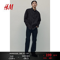 H&M2024秋季男装标准版型牛仔衬衫1246058 黑色 180/124