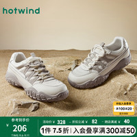 热风(Hotwind)运动休闲鞋24年秋季女士时尚松糕跟系带亮眼百搭休闲金属透