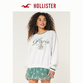 HOLLISTER24秋冬美式宽松休闲城市印花抓绒卫衣女 KI352-4148 灰色 M (165/92A)