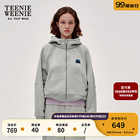 Teenie Weenie小熊开衫卫衣女2024年秋季时尚索罗娜抓绒卫衣开衫外套短款 中灰色 170/L