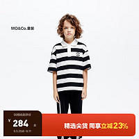 Little MO&CO. little moco童装24夏装男童简约条纹Polo衫短袖t恤KBD2TEE021 黑白条色 110/52