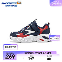 斯凯奇（Skechers）夏季儿童鞋款男童透气运动鞋舒适405204L 海军蓝色/红色/NVRD 29码