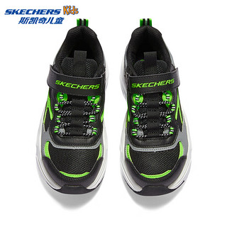 斯凯奇（Skechers）夏季儿童鞋款男童透气运动鞋舒适405204L 黑色/柠檬色/BKLM 32码