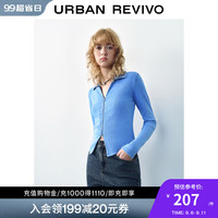 UR2024秋季女时髦街头双拉链修身正肩开襟衬衫UYY240016 宝蓝 M