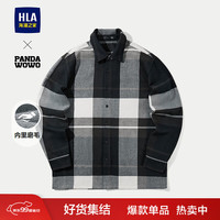 HLA海澜之家长袖衬衫男冬季24新宽松磨毛格子休闲衬衣男HNEAW4W049A 藏青格纹3B 170/88A S127~136斤