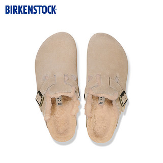 BIRKENSTOCK勃肯男女款绒面包头毛毛拖Boston Shearling系列 沙色常规版1028289 41