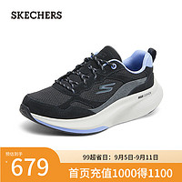 斯凯奇（Skechers）2024年秋季女款高回弹健步鞋复古配色125060 黑色/薰衣草色/BKLV 38.5