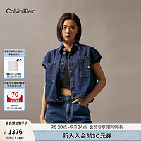 Calvin Klein Jeans24秋季新款女士ck纯棉复古方形贴袋无袖牛仔衬衫J223737 1BJ-牛仔深蓝