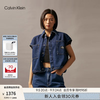 Calvin Klein Jeans24秋季女士ck纯棉复古方形贴袋无袖牛仔衬衫J223737 1BJ-牛仔深蓝 S