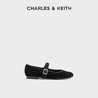 CHARLES & KEITH CHARLES&KEITH24秋新款CK1-71720047-1复古浅口丝绒平底玛丽珍鞋