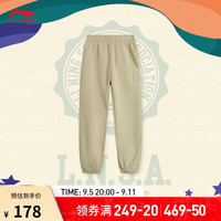 李宁 LI-NING童装束脚卫裤男大童24秋季纯色百搭弹力柔软运动裤子YKLU253 中卡其-2 140cm