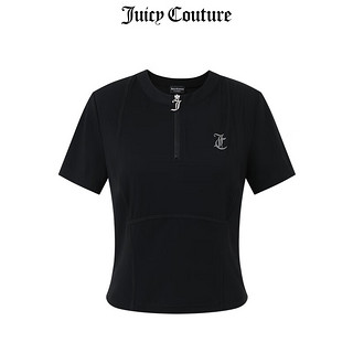 橘滋 Juicy Couture哥特小LOGO半拉链修身上衣 白色-S XL