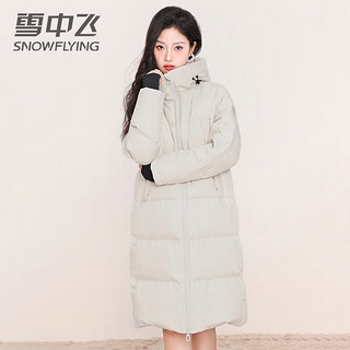 雪中飞秋冬女士长款加厚羽绒服连帽保暖外套韩版轻户外羽绒 白色 170/92A