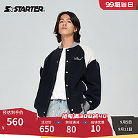 STARTER【24秋新】棒球夹克男女同款休闲宽松撞色运动外套 黑色 XL